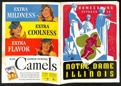 1940 Notre Dame @ Illinois Vintage College Football Game Program 195833
