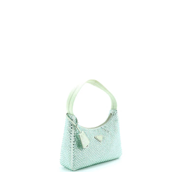 Prada Re-Edition 2000 Hobo Crystal Embellished Satin Mini