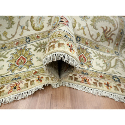 6'1"x9'3" Ivory Ziegler Design Floral Motifs Pure Wool Hand Knotted Rug