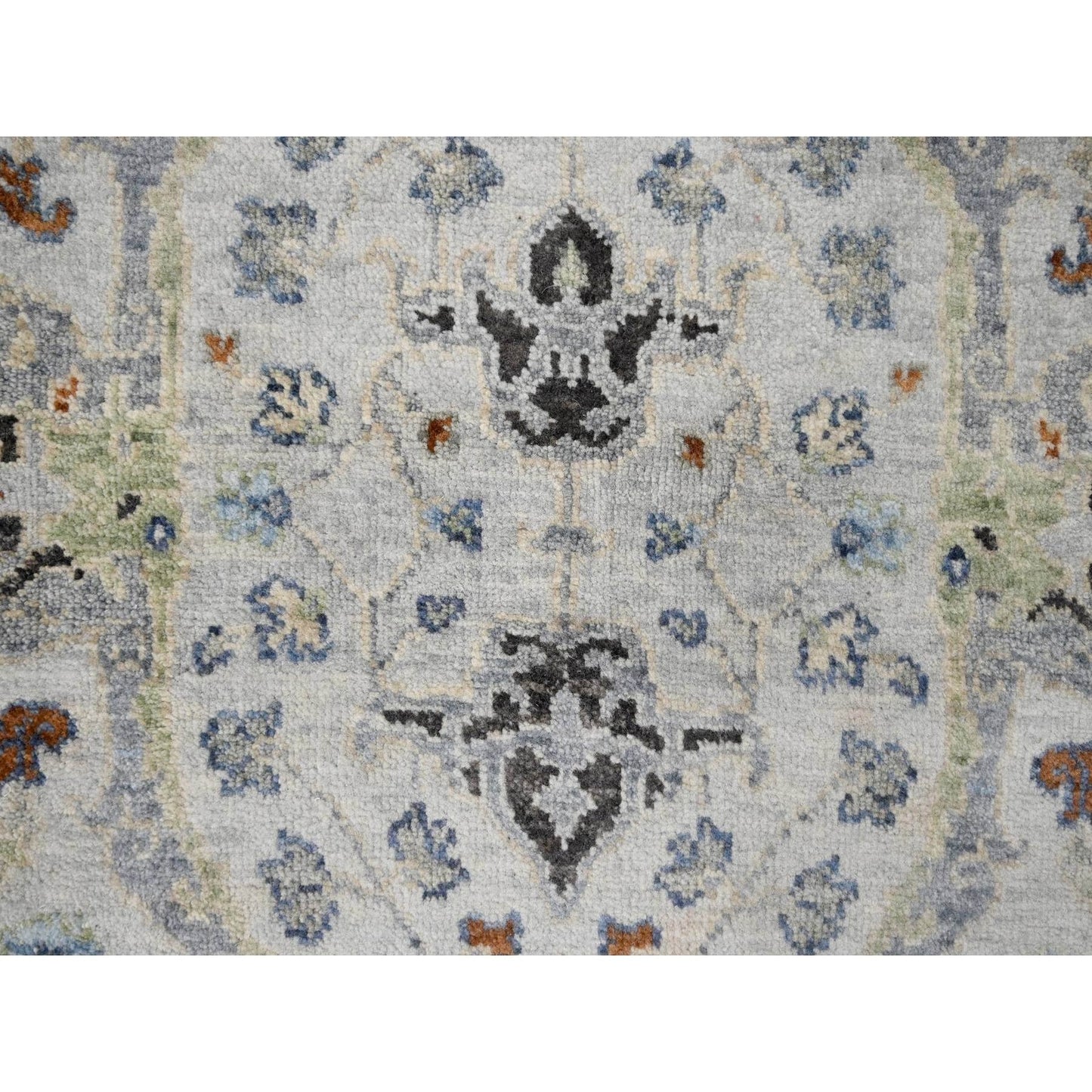 2'6"X18' Reflection Gray Wool Hand Knotted Floral Oushak Xl Runner Rug