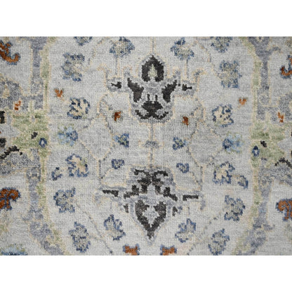 2'6"X18' Reflection Gray Wool Hand Knotted Floral Oushak Xl Runner Rug