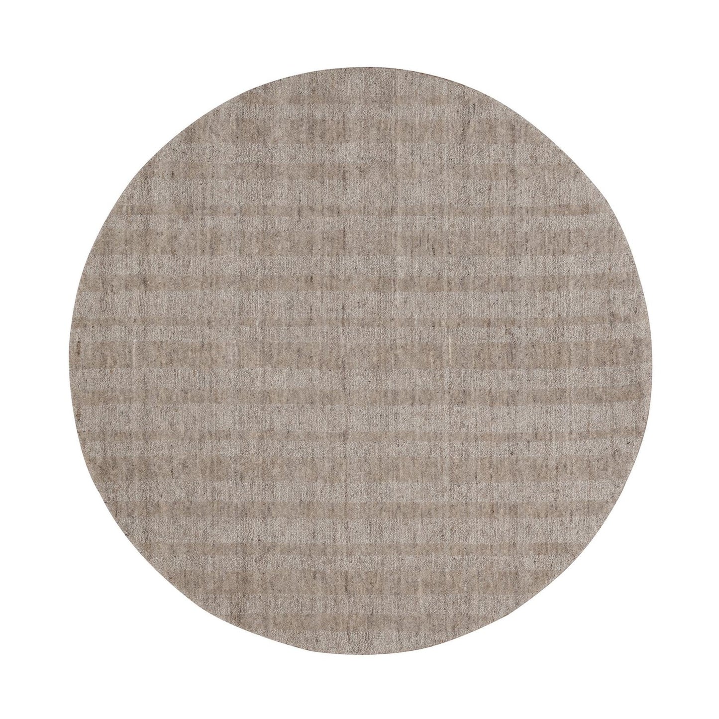 5'X5' Tan Brown Salt And Pepper Design Hand Loomed Natural Wool Round Rug