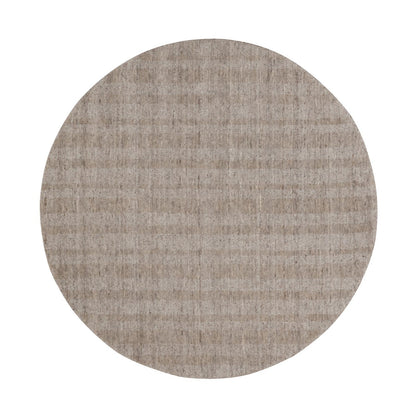 5'X5' Tan Brown Salt And Pepper Design Hand Loomed Natural Wool Round Rug