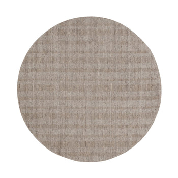 5'X5' Tan Brown Salt And Pepper Design Hand Loomed Natural Wool Round Rug