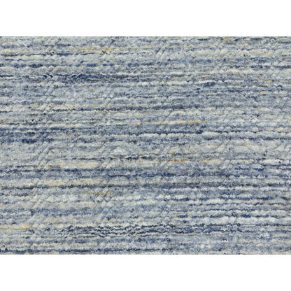 9'X11'10" Blue Hand Loomed Variegated Design Organic Wool Oriental Rug