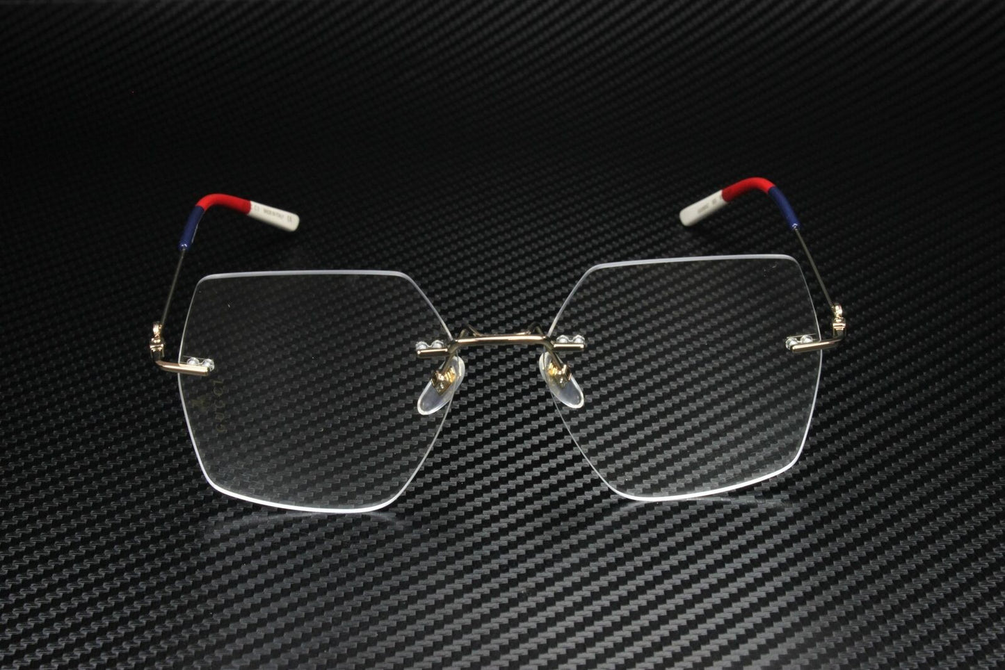 GUCCI GG0683O 003 Rectangular Squared Gold Blue 55 mm Women's Eyeglasses