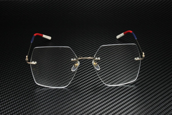 GUCCI GG0683O 003 Rectangular Squared Gold Blue 55 mm Women's Eyeglasses