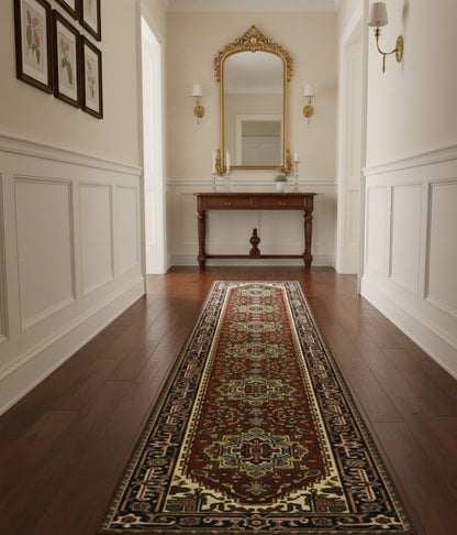 Heriz Serapi Oriental Runner Rug Floral Style Hallway & Kitchen Carpet 2'7X12 ft