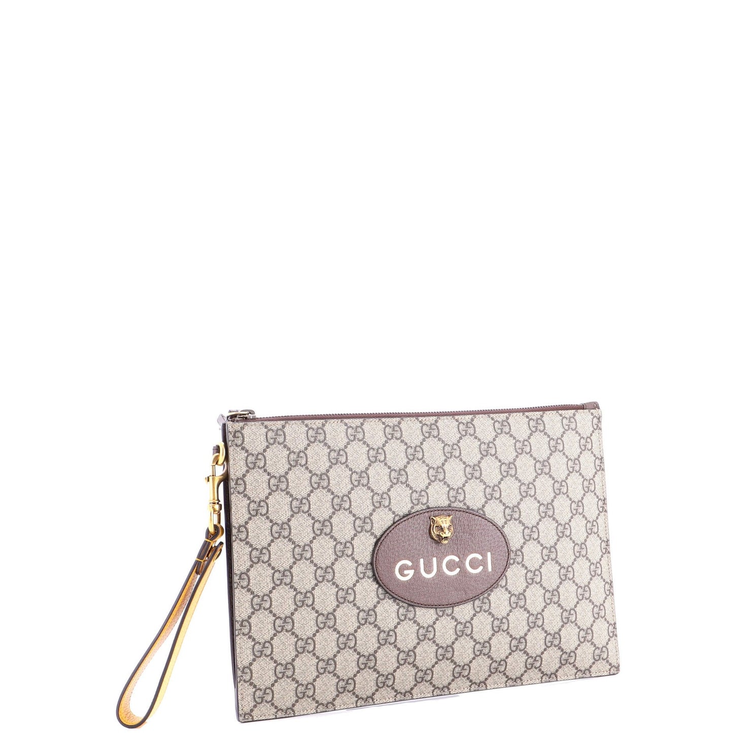Gucci Neo Vintage Wristlet Pouch Gg Coated Canvas