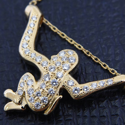 Mikimoto Monkey Motif Diamond And Pearl Necklace 0.40Ct Gold K18