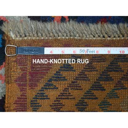 3'9"X6'3" Geometric Design Hand Made Wool Colorful Afghan Village Rug