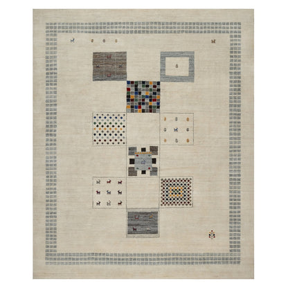 8'3"X10'2" White Modern Wool Hand Knotted Animal Figurines Lori Buft Rug