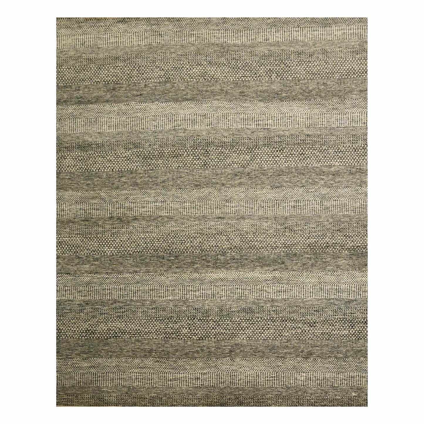 7'9"X10'2" Storm Gray Modern Grass Design Natural Wool Hand Knotted Rug