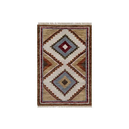 2'1"X3'1" Pastel Gray Southwest Indian Design Hand Knotted Wool Mat Rug