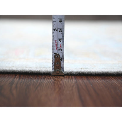 2'10"X9'10" Blue Pure Wool Afghan Angora Oushak Hand Knotted Runner Rug