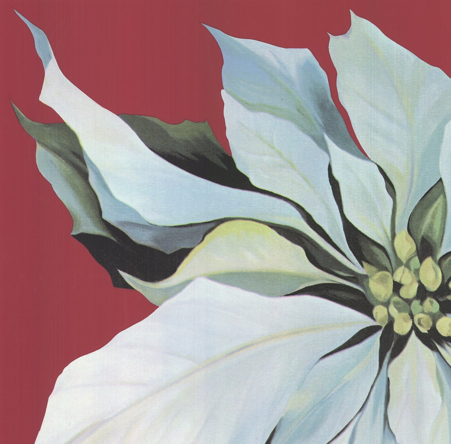 Lowell Nesbitt Pointsettia Signed " Serigraph Realism White, Red, Y