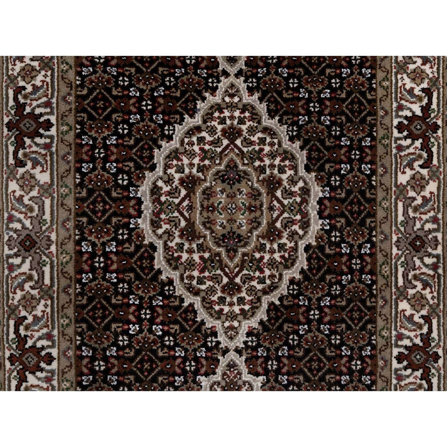2'10"X14' Black Tebraz Mahi Medallion Design Wool Hand Knotted Runner Rug