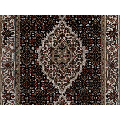 2'10"X14' Black Tebraz Mahi Medallion Design Wool Hand Knotted Runner Rug