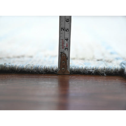 10'2"X14'7" Gray Moroccan Weave Minimalist Design Hand Knotted Wool Rug