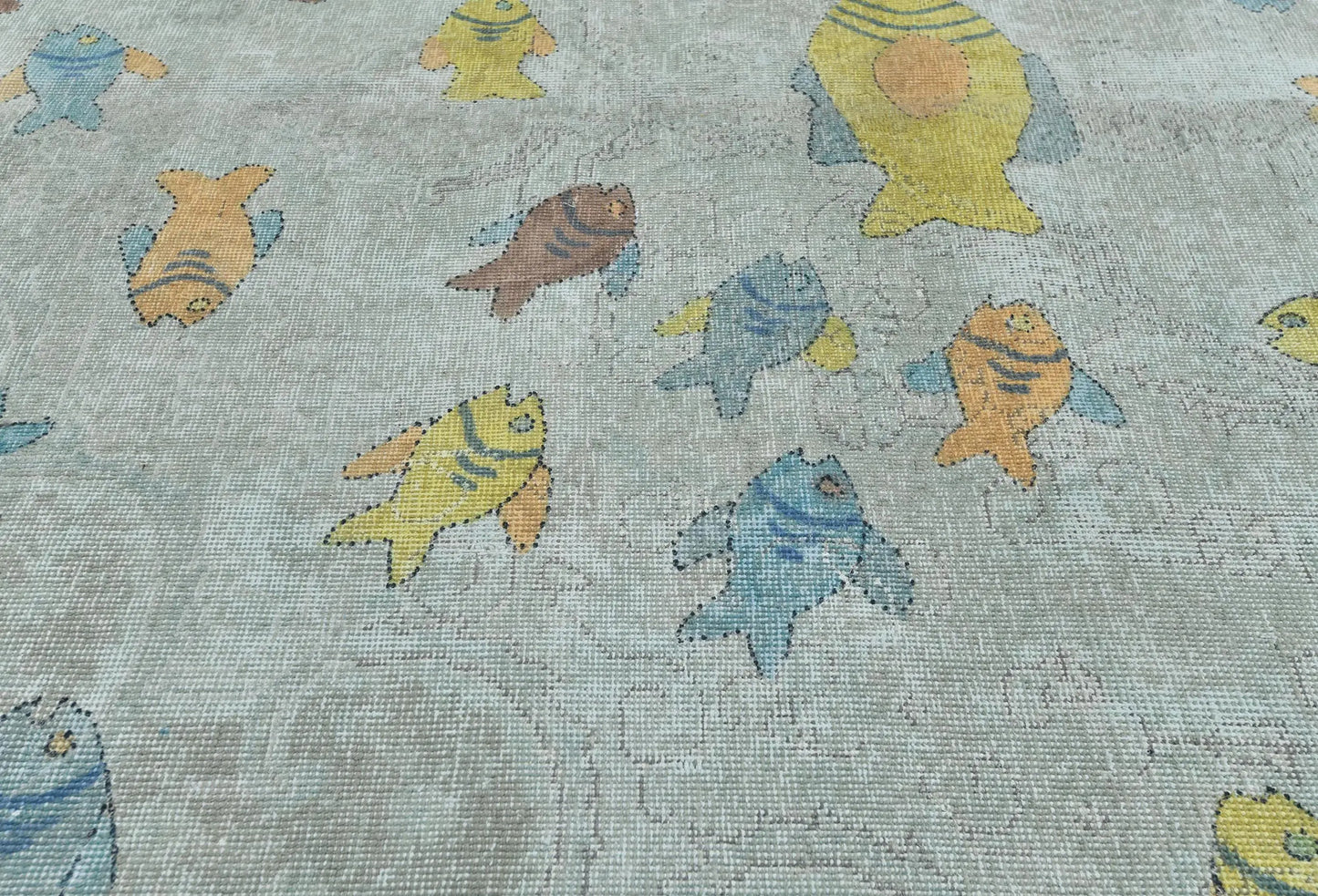 Distressed Vintage Antique Oriental Rug Beige