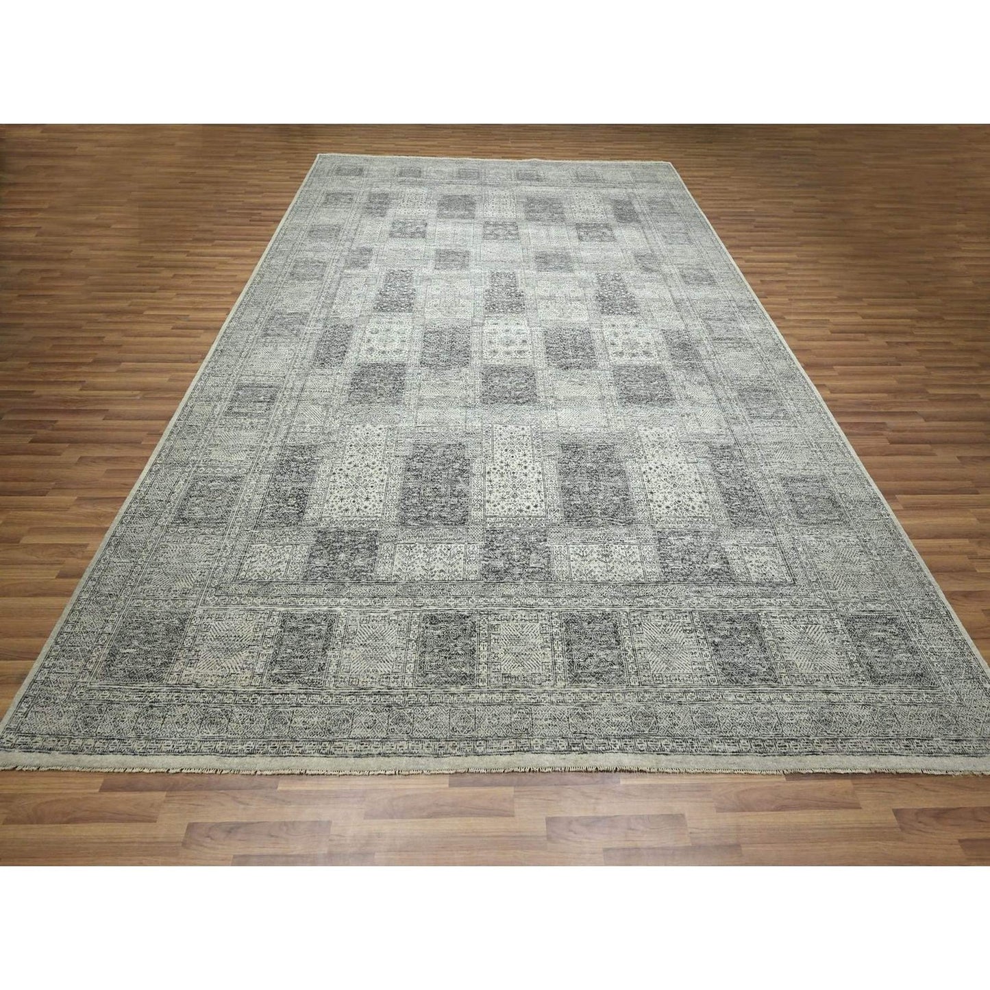 10'2"X14' Beige Ancient Garden Design Hand Knotted Pure Wool Oriental Rug