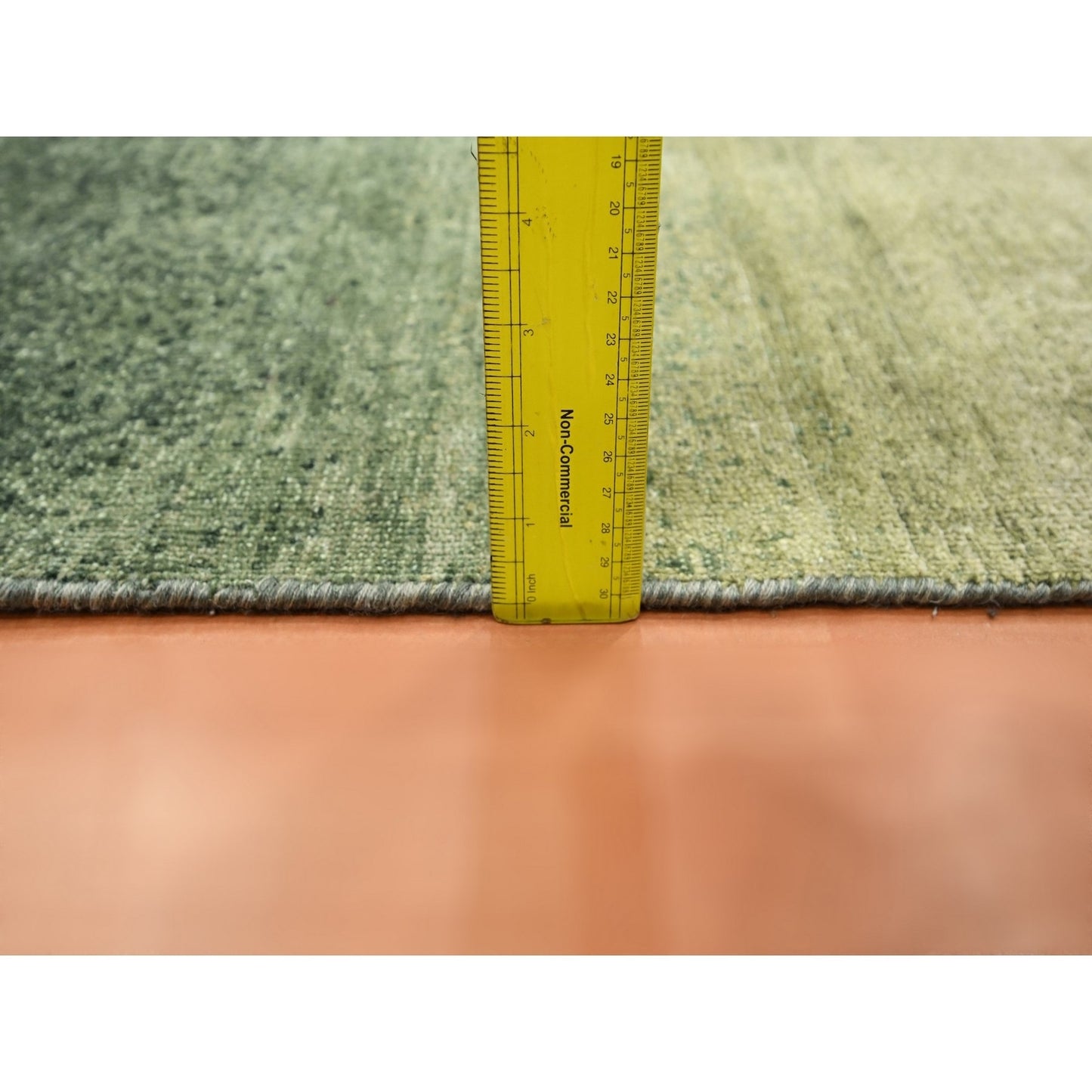 2'X3' Shades Of Green 100% Silk Textured With Gradation Design Sample Rug