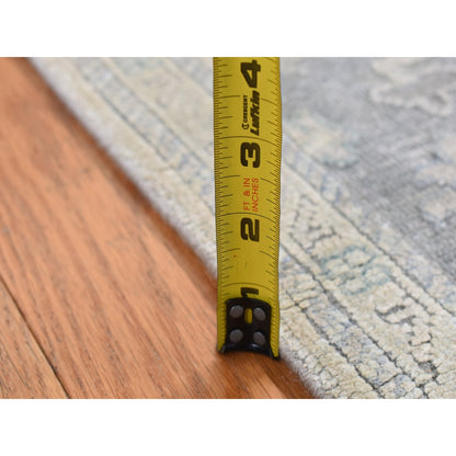 2'6"X10'2" Gray Oushak Influence Silk With Wool Hand Knotted Runner Rug