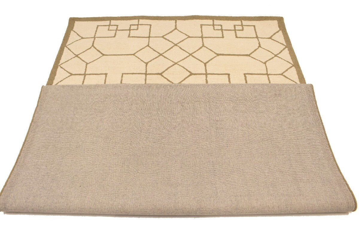 Cream Geometric Design Hand-Tufted Modern Wool