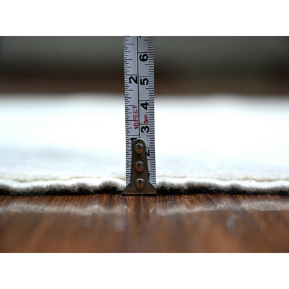 2'9"X9'5" Stone White Wool White Wash Peshawar Hand Knotted Runner Rug
