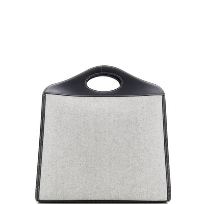 Burberry Logo Pocket Tote Canvas With Leather Medium