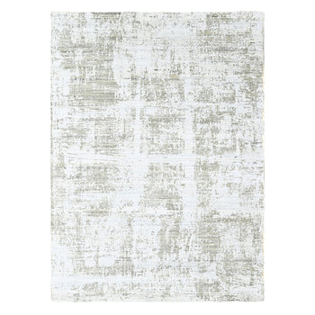 8'X10' White Modern Design Hand Loomed Wool And Bamboo Silk Oriental Rug