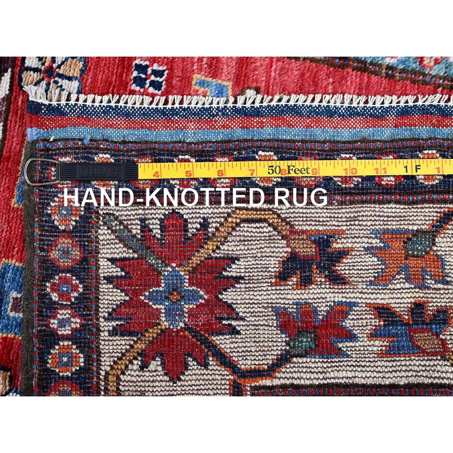 2'9"X9'8" Colorful Caucasian Design Revival Wool Hand Knotted Runner Rug