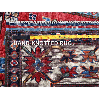 2'9"X9'8" Colorful Caucasian Design Revival Wool Hand Knotted Runner Rug