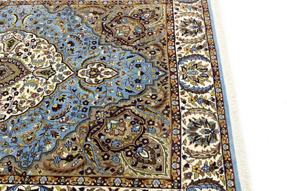 Hand-Knotted Kirman Oriental Rug 6X8 Ft Blue