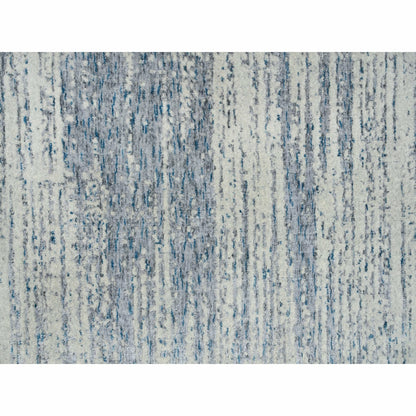 12'X18' Light Gray Fine Jacquard Wool And Silk Hand Loomed Oversized Rug