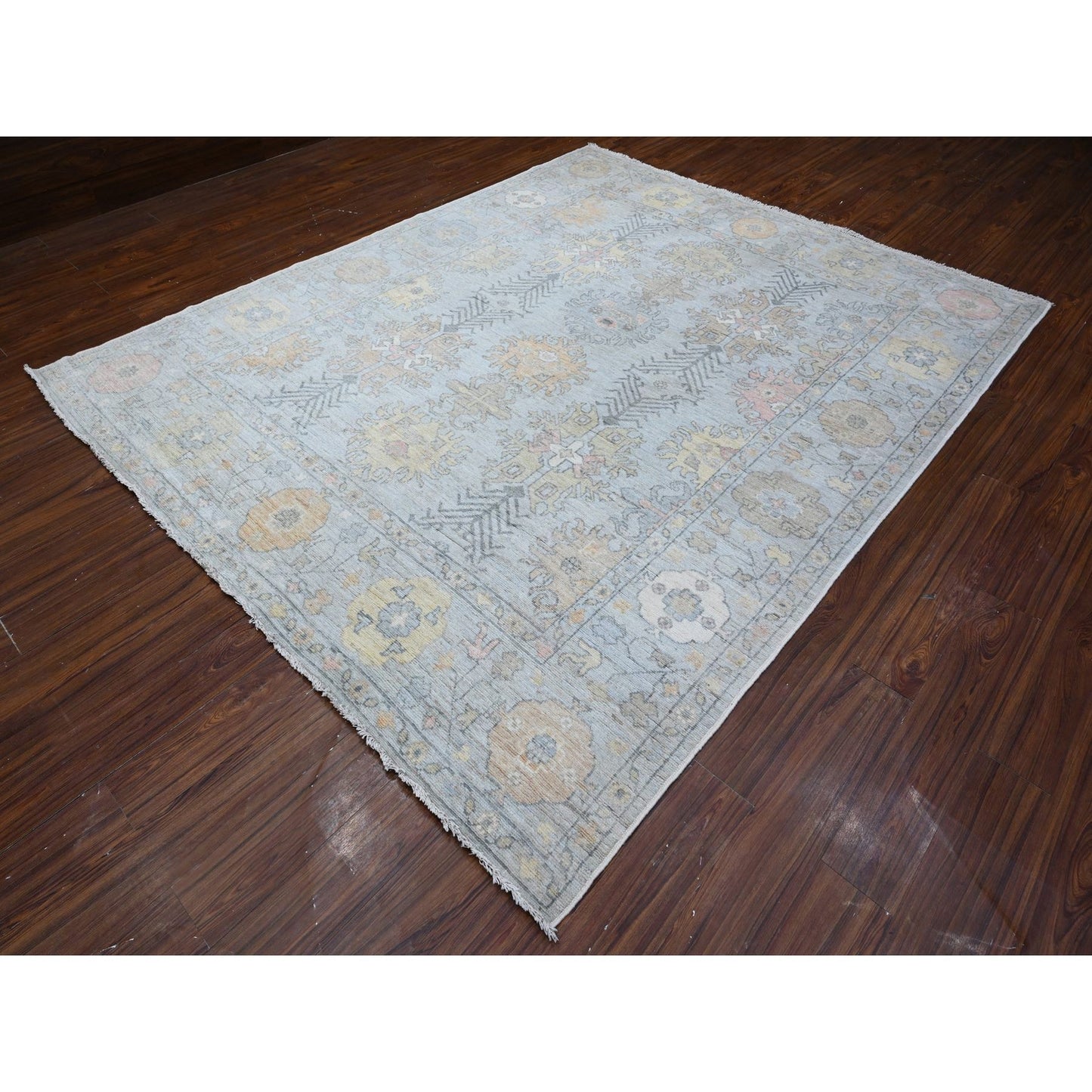 8'3"X10' Silver Chalice Gray Vegetable Dyes Angora Oushak Oriental Rug