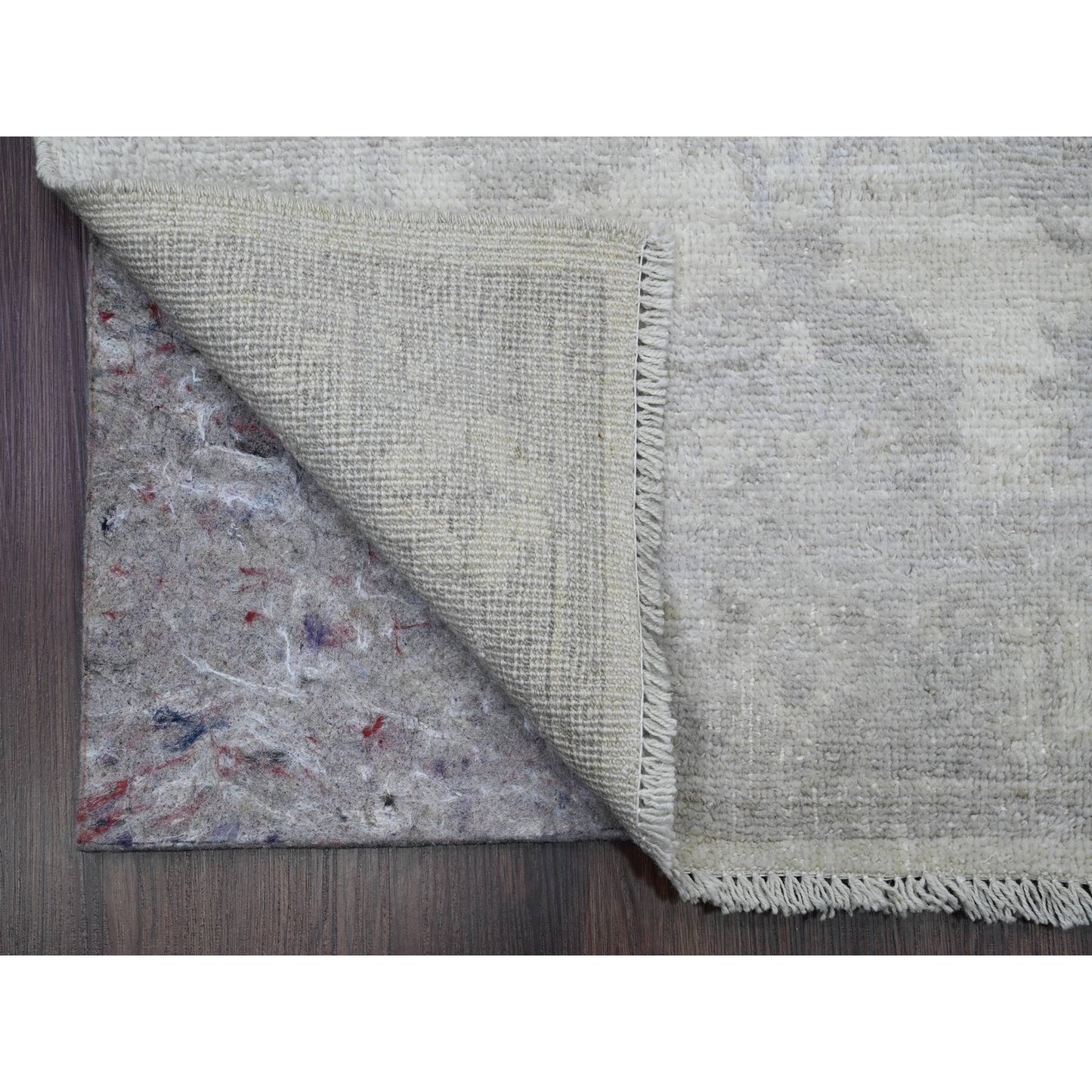 2'8"X19'5" White Afghan Angora Oushak Hand Knotted All Wool Runner Rug