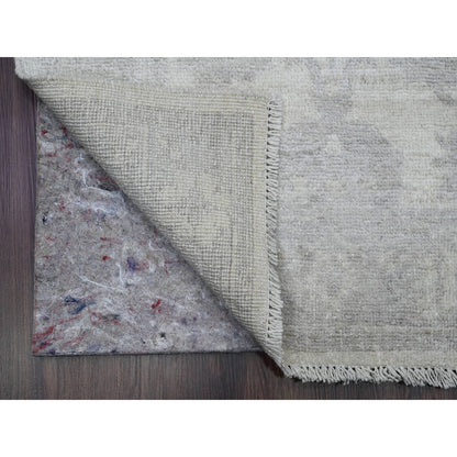 2'8"X19'5" White Afghan Angora Oushak Hand Knotted All Wool Runner Rug
