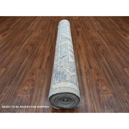 4'1"X9'9" Wool Hand Knotted Gray Anatolian Inspired Wide Runner Rug