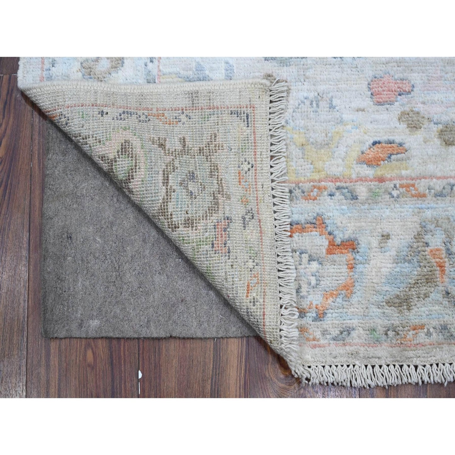 3'X16'4" Baby Blue Wool Weft Afghan Angora Oushak Xl Runner Oriental Rug