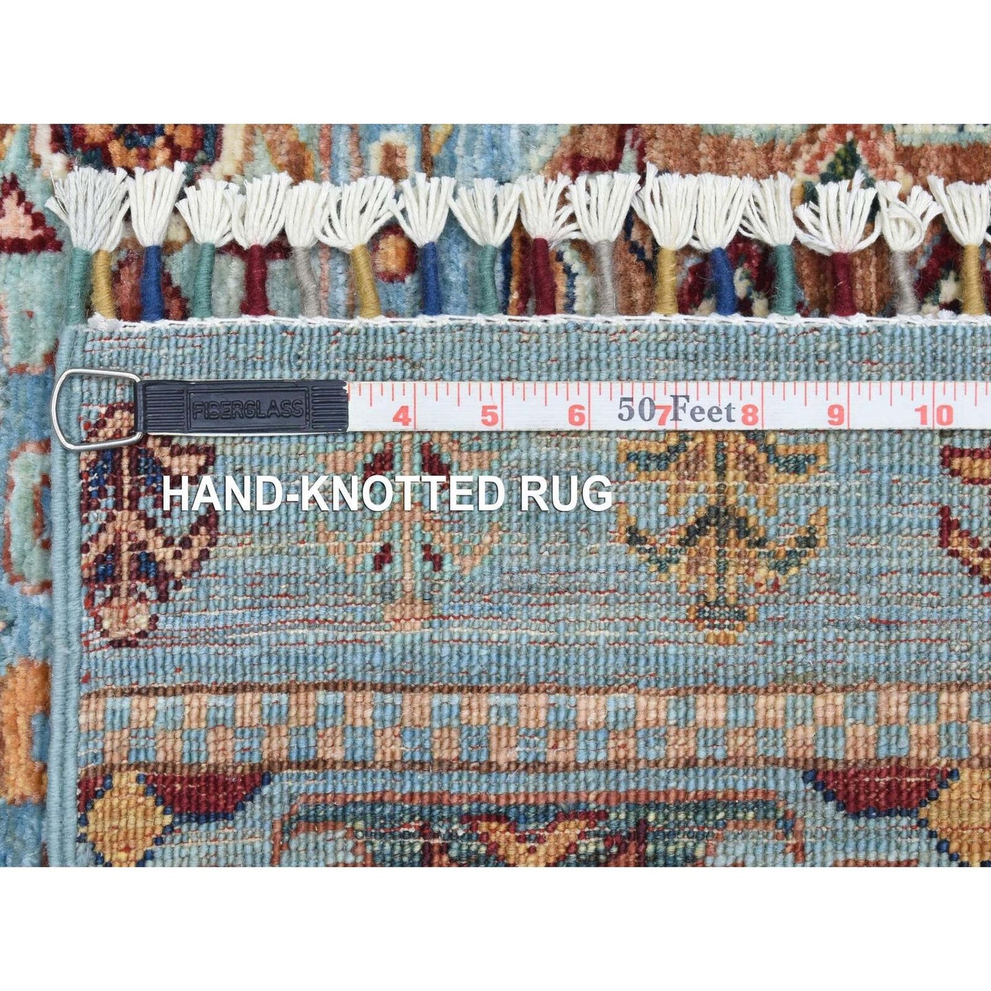 2'9"X9'10" Blue Super Kazak Khorjin Design Wool Hand Knotted Runner Rug