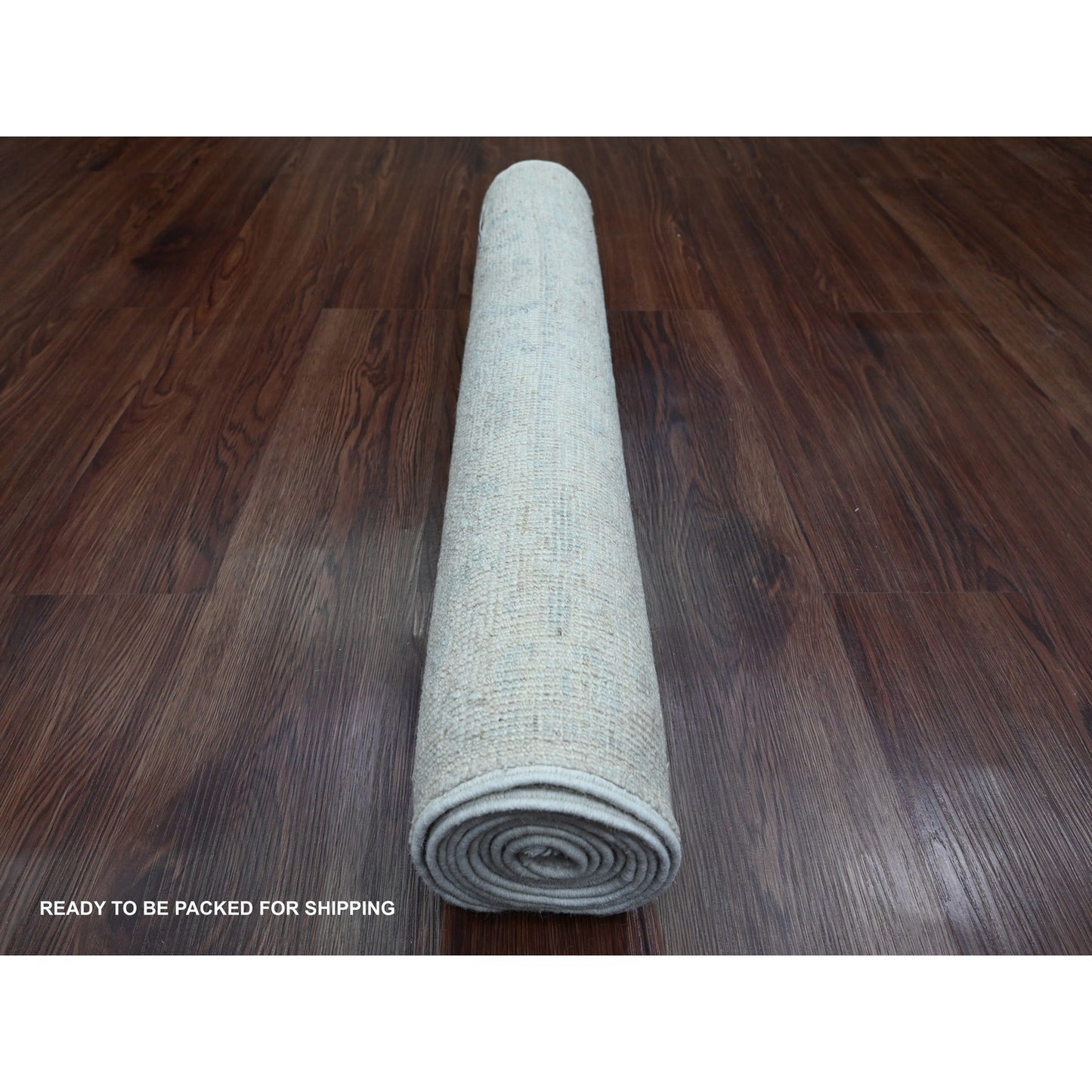 2'8"X7'10" White Hand Knotted Afghan Angora Oushak Pure Wool Runner Rug