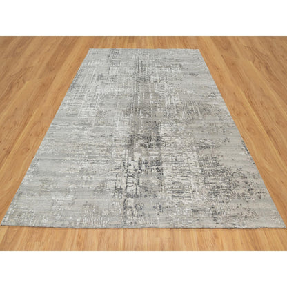 8'X10'2" Gray Hand Knotted Modern Hand Spun Undyed Natural Wool Rug