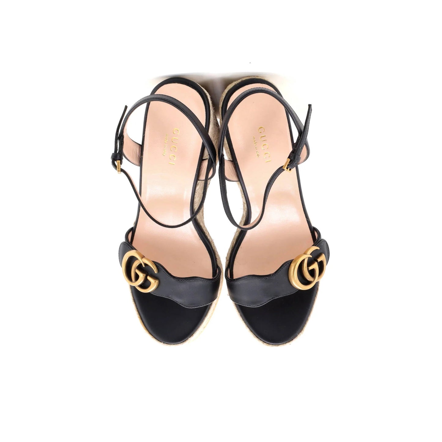 Gucci Women'S Gg Marmont Wedge Espadrille Sandals Leather