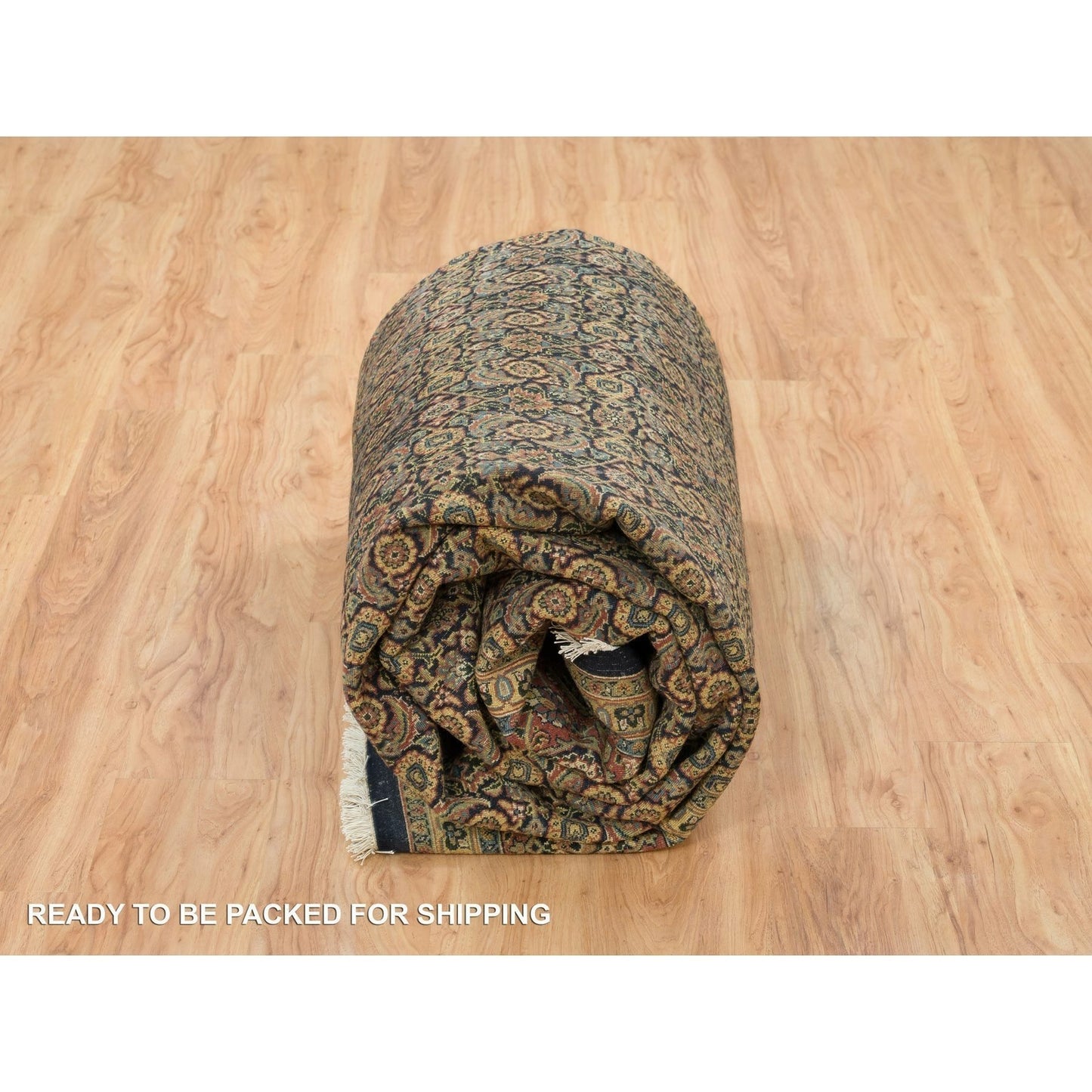 Rug 8'10"x12'6" Frost Black Herrita Design 250 KPSI Wool Hand Knotted