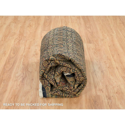 Rug 8'10"x12'6" Frost Black Herrita Design 250 KPSI Wool Hand Knotted