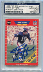 Authenticated Frank Gifford 1989 Pro Set Autographed Card #2 PSA/ DNA