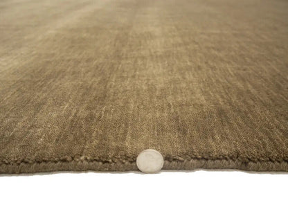 Solid Brown Hand-Loomed 8X8 Gabbeh Wool Rug