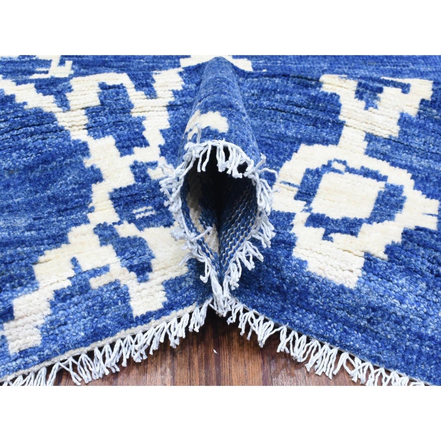 12'2"X15'2" Blue Boujaad Moroccan Berber Wool Hand Knotted Oversized Rug