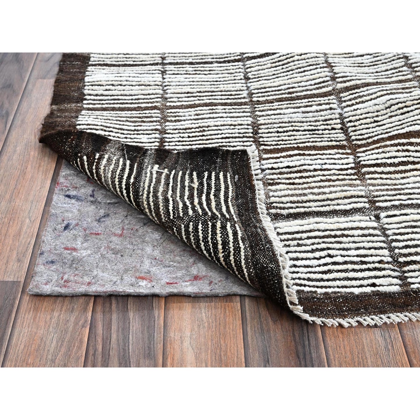 Rug 12'6"x15' White Moroccan Weave with Box Design Wool Hand Knotted XL